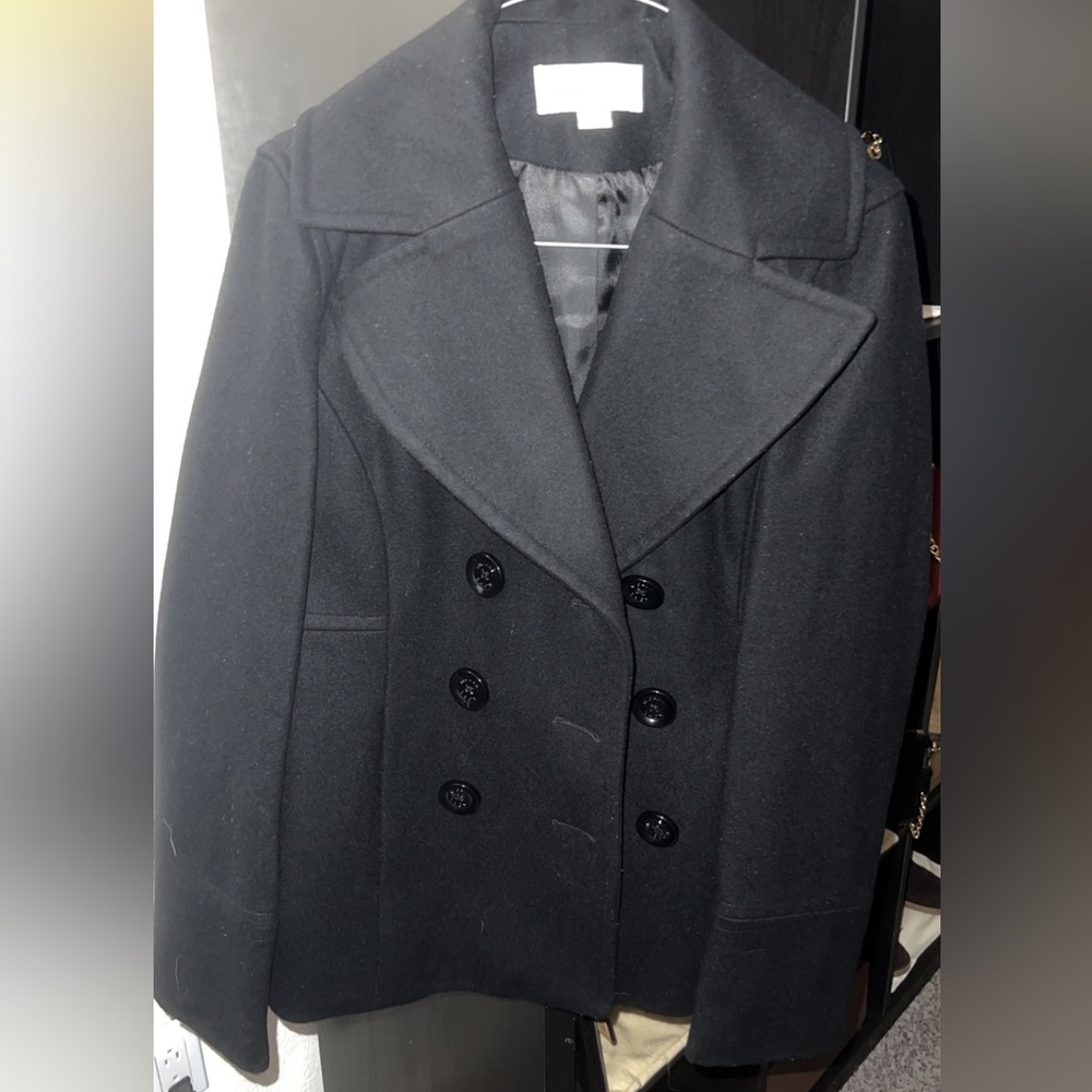 Michael Kors Black wool pea coat, size small.